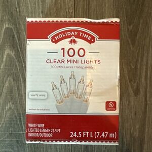Holiday Time 100  NIB White Mini Lights with White Wire 24.5 Feet Indoor/Outdoor